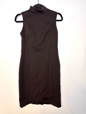 Etcetera Mock Neck Sheath Dress Chocolate Brown 8